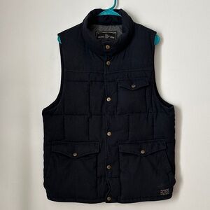 Wilder & Sons Large Mens Vest Quality Puffer Quilted Wool Button Up Heavy Blue